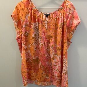 Talbots Women's Floral Top in Pink and Orange